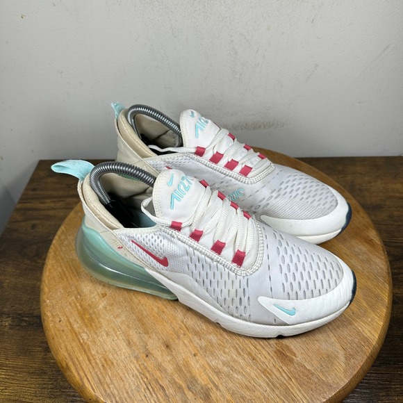 Nike Air Max 270 Womens White Pink Running Shoes Size 8.5 DQ4698-100